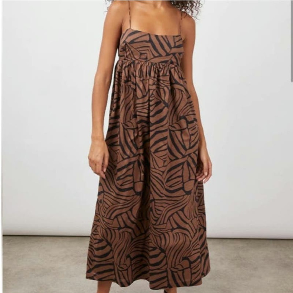 Rails Lucille Moroccan Nights Sleeveless Brown Black Cotton Maxi Dress Size L